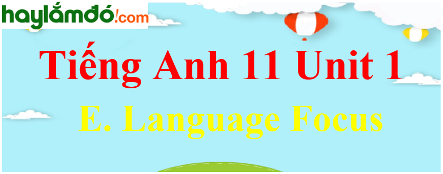Tiếng Anh lớp 11 Unit 1 E. Language Focus Trang 19-20-21