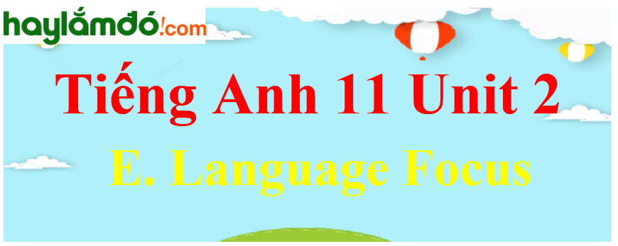 Tiếng Anh lớp 11 Unit 2 E. Language Focus Trang 29-30-31