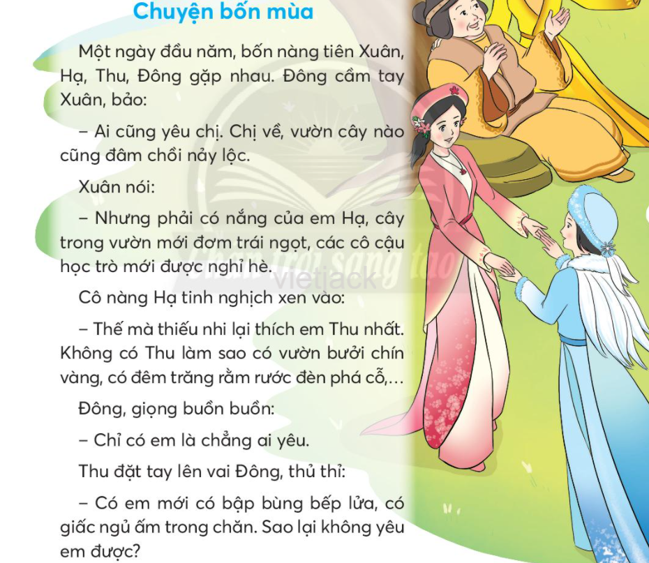 Tiếng Việt lớp 2 Bài 1: Chuyện bốn mùa trang 26, 27, 28 - Chân trời