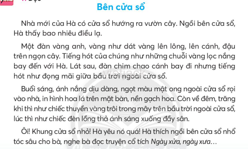 Tiếng Việt lớp 2 Bài 4: Bên cửa sổ trang 21, 22, 23, 24 ,25 - Chân trời