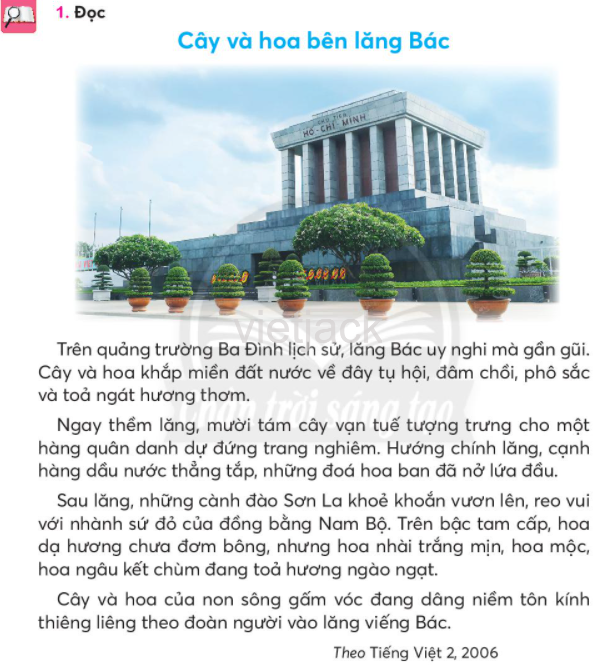 Tiếng Việt lớp 2 Bài 4: Cây và hoa bên lăng Bác trang 93, 94, 95, 96, 97 - Chân trời
