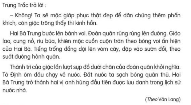 Đọc: Hai Bà Trưng trang 104, 105 Tiếng Việt lớp 3 Tập 2 | Kết nối tri thức