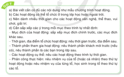 Luyện tập viết chương trình hoạt động (Thực Thành viết) trang 95 lớp 5 | Cánh diều Giải Tiếng Việt lớp 5