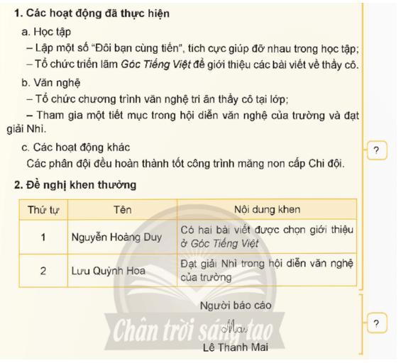 Viết báo cáo công việc trang 74, 75, 76 lớp 5 | Chân trời sáng tạo Giải Tiếng Việt lớp 5