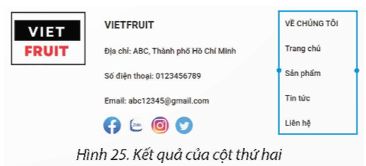 Nhiệm vụ. Thiết kế chân trang. Yêu cầu: Sử dụng trang web chủ đề bán hàng đã thiết kế trong Thực hành