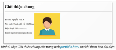 Em hãy bổ sung các nội dung sau vào trang web portfolio.html