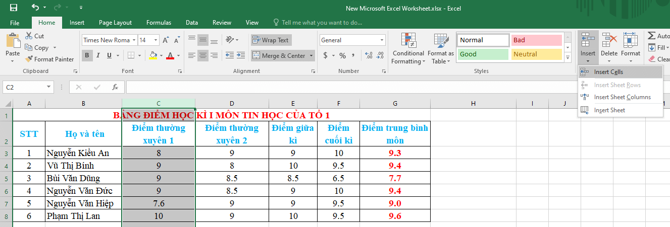 Lý thuyết Tin học 7 Chân trời sáng tạo Bài 9: Định dạng trang tính, chèn thêm và xóa hàng, cột