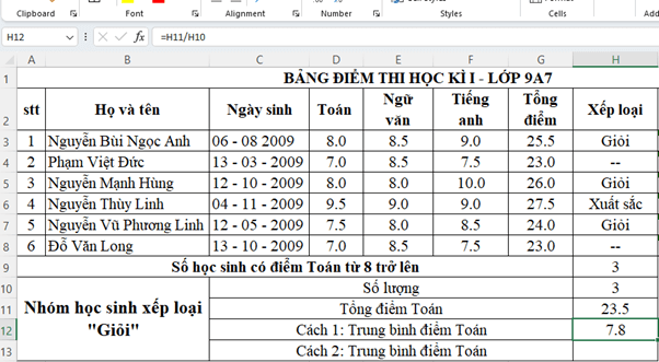 Sử dụng bảng dữ liệu ở Hình 1 em hãy thực hiện lần lượt các yêu cầu sau