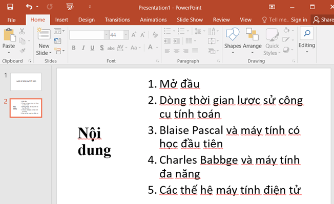 Tạo bài trình chiếu có sử dụng hình ảnh, sơ đồ, video hợp lí