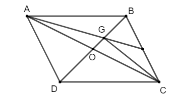 Cho hình bình hành ABCD. Đặt vectơ AB =  vectơ a, vectơ AD = vectơ b . Gọi G là trọng tâm của tam giác ABC