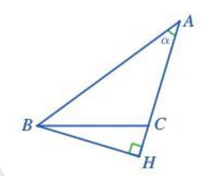 Cho tam giác ABC có BC = a, AC = b, góc BAC = alpha . Kẻ đường cao BH 