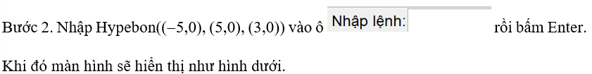 Vẽ hypebol biết hai tiêu điểm F1(-5; 0), F2(5; 0) và điểm (3; 0) thuộc hypebol