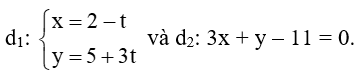 Xét vị trí tương đối của các cặp đường thẳng d1 và d2 sau đây