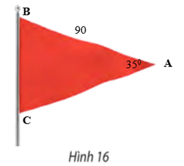 Tính diện tích một lá cờ hình tam giác cân có độ dài cạnh bên là 90 cm