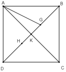 Cho hình vuông ABCD có cạnh bằng a và ba điểm G, H, K thỏa mãn: vectơ KA + vectơ KC = vectơ 0