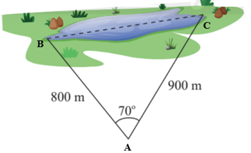 Tính khoảng cách giữa hai điểm ở hai đầu của một hồ nước