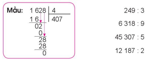 Toán lớp 3 trang 71, 72 Chia cho số có một chữ số trong phạm vi 100 000 (Tiếp theo) | Cánh diều