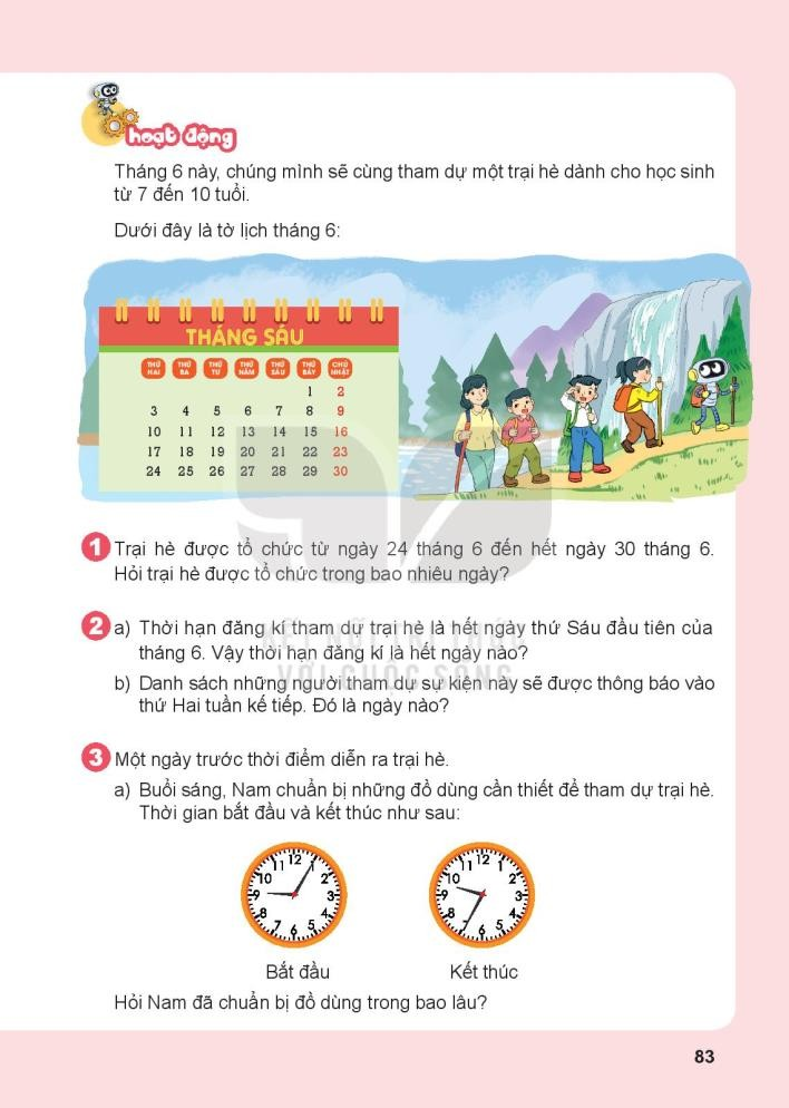 Toán lớp 3 trang 81, 82, 83, 84 Bài 67: Thực hành xem đồng hồ, xem lịch | Kết nối tri thức