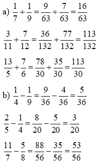 Toán lớp 5 Bài 6: Cộng, trừ hai phân số khác mẫu số (trang 20) - Kết nối tri thức