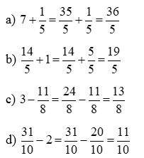 Toán lớp 5 Bài 6: Cộng, trừ hai phân số khác mẫu số (trang 20) - Kết nối tri thức