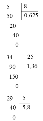 Chia một số tự nhiên cho một số tự nhiên mà thương là một số thập phân (Lý thuyết + 15 Bài tập Toán lớp 5)