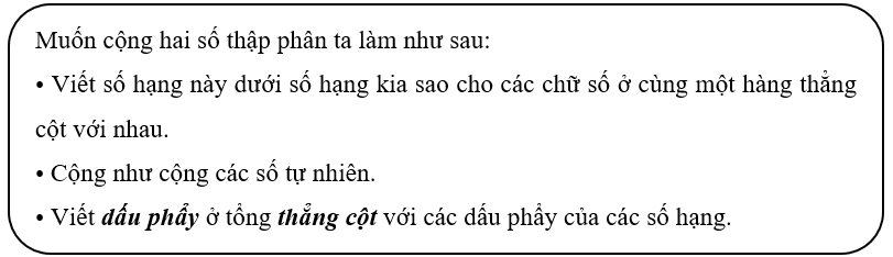 Cộng hai số thập phân (Lý thuyết + 15 Bài tập Toán lớp 5)