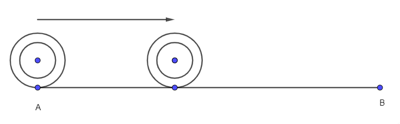 Một bánh xe hình tròn có đường kính là 700 mm chuyển động trên một đường thẳng 