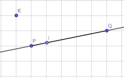 Vẽ đoạn thẳng PQ. Vẽ điểm I thuộc đoạn thẳng PQ và điểm K không