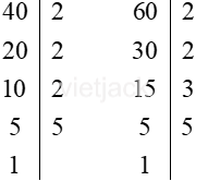 Tìm ƯCLN của hai số: a) 40 và 60; b) 16 và 124; c) 41 và 47