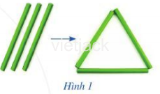 Hãy sắp xếp ba chiếc que có độ dài bằng nhau để tạo thành tam giác như Hình 1