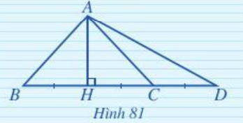 Ở Hình 81 có HB = HC = CD. Đo góc để trả lời các câu hỏi sau