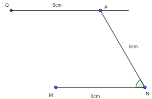 Vẽ hình thoi MNPQ biết góc MNP bằng 60° và MN = 6 cm