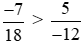 So sánh (-7)/18 và 5/(-12)