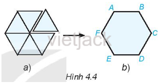 Cắt sáu hình tam giác đều giống nhau và ghép lại như Hình 4.4a để được 