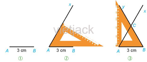 Vẽ tam giác đều ABC cạnh 3cm theo phía dẫn sau: Cách 1. Vẽ đoạn thẳng