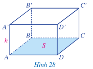 Cho hình hộp chữ nhật ABCD.A'B'C'D' có diện tích mặt ABCD là S, cạnh AA' có độ dài bằng h 