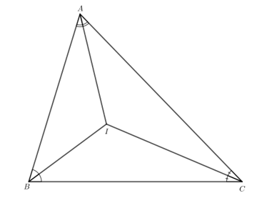 Tam giác ABC có ba đường phân giác cắt nhau tại I và AB nhỏ hơn AC