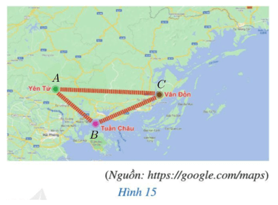 Hình 15 minh hoạ vị trí của ba khu du lịch Yên Tử, Tuần Châu và Vân Đồn