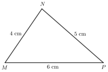 >Cho tam giác MNP có MN = 4 cm, NP = 5 cm, MP = 6 cm