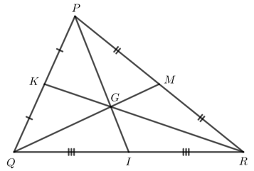 Cho tam giác PQR có hai đường trung tuyến QM và RK cắt nhau tại G