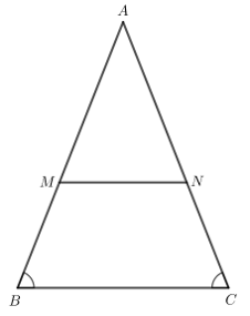 Cho tam giác ABC cân tại A Qua điểm M nằm giữa A và B kẻ đường thẳng