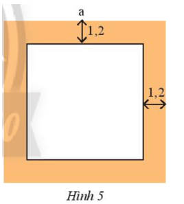 Một mảnh vườn hình vuông (Hình 5) có cạnh bằng a (m) với lối đi xung quanh