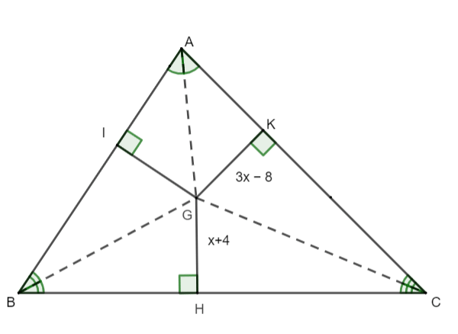 15 Bài tập Tính chất ba đường phân giác của tam giác (có đáp án) | Chân trời sáng tạo Trắc nghiệm Toán 7 (ảnh 8)