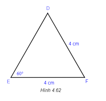 Tính số đo các góc và các cạnh chưa biết của tam giác DEF trong Hình 4.62