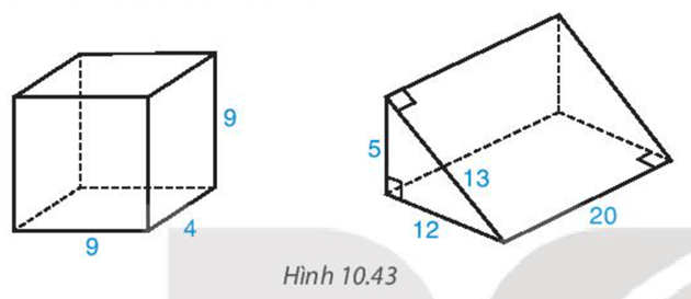 Tính thể tích, diện tích xung quanh, diện tích toàn phần của hình hộp chữ nhật và hình lăng trụ