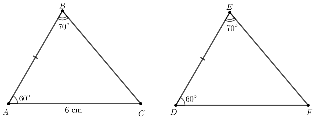 Cho hai tam giác ABC và DEF thỏa mãn AB = DE