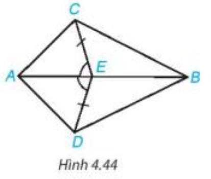 Cho Hình 4.44, biết EC = ED và góc AEC=góc ED. Chứng minh rằng: tam giác AEC= tam giác AED