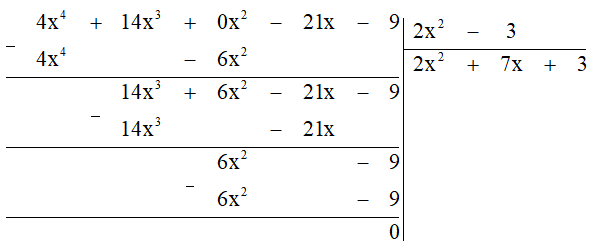 Thực hiện các phép chia đa thức sau bằng cách đặt tính chia: (6x^3 - 2x^2 - 9x + 3) : (3x - 1)