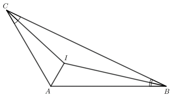 Kí hiệu I là điểm đồng quy của ba đường phân giác trong tam giác ABC