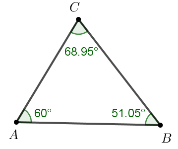 Tam giác ABC có phải là tam giác nhọn không? Em hãy sử dụng công cụ